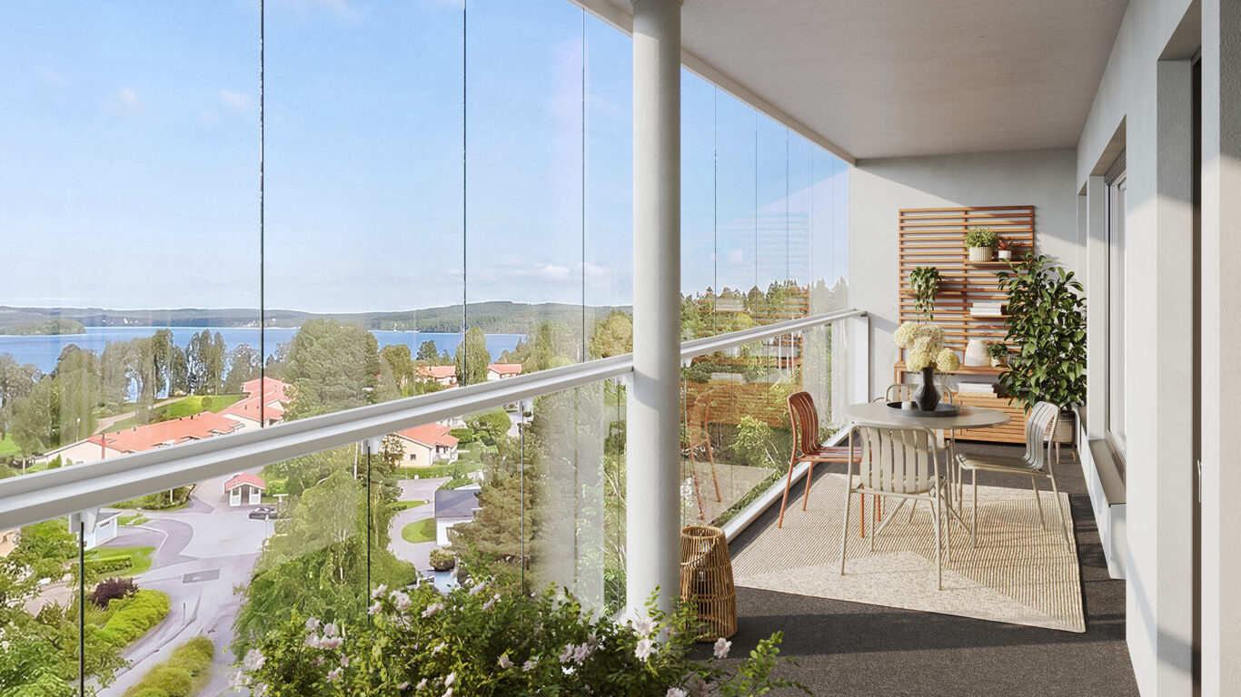 Parvekenäkymä 5. kerroksen asunnosta (taiteilijan näkemys)