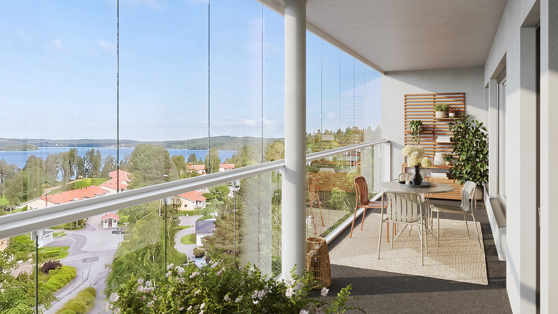 Parvekenäkymä 5. kerroksen asunnosta (taiteilijan näkemys)